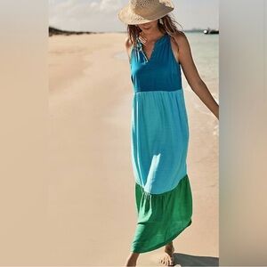 J. Jill Blue and Green Maxi Dress